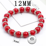 Coral Pearl Crystal Elastic Bracelet fit  12MM Snaps button  wholesale