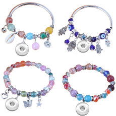 Fashionable and Simple Metal Eyes Multiple Pendant Bracelet fit 20MM Snaps button jewelry wholesale