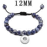 Woven Bracelet 8mm Volcano Stone Tiger Stone Natural Stone Bracelet fit  12MM Snaps button  wholesale