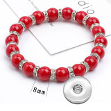 Coral Pearl Christmas Crystal Elastic Bracelet fit  20MM Snaps button  wholesale