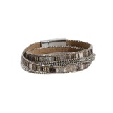Woven leather Bohemian alloy magnetic buckle bracelet