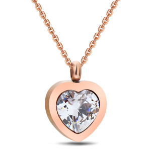 Stainless Steel Valentine's Day Zircon Love Pendant Necklace