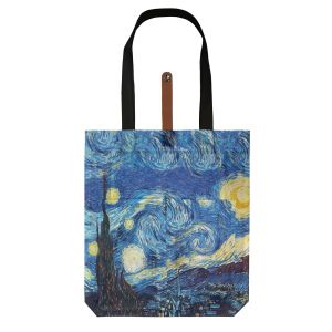 Folding Van Gogh Starry Night Polyester Taff Print Portable Storage Bag Supermarket Shopping Bag