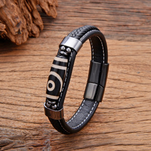 21CM leather stone woven bracelet