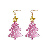 Christmas earrings, mirror faced acrylic snowflake polka cut earrings