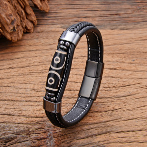 21CM leather stone woven bracelet