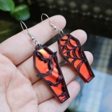 Gothic style Acrylic Halloween Spider Web Coffin Earrings Hollow out Bat Earrings