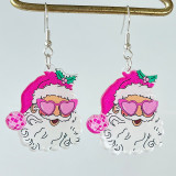 Pink Christmas Santa Claus Christmas Tree Rugby Lightning Acrylic Earrings
