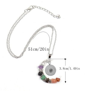 Handmade Colorful Stone Crystal Amethyst Moon Pendant Necklace fit 20MM Snaps button jewelry wholesale