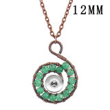 Hand wrapped natural stone bead snail shaped necklace fit 12MM Snaps button jewelry wholesale