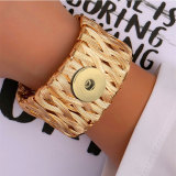 Metal Handwoven Wrapped Open Wide Face Bracelet fit 20MM Snaps button jewelry wholesale