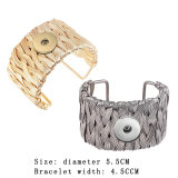 Metal Handwoven Wrapped Open Wide Face Bracelet fit 20MM Snaps button jewelry wholesale