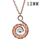 Hand wrapped natural stone bead snail shaped necklace fit 12MM Snaps button jewelry wholesale