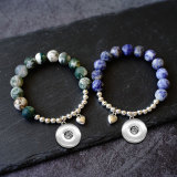 Natural stone bead alloy elasticity Bracelet fit  20MM Snaps button  wholesale