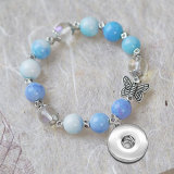 Glass bead alloy elasticity Bracelet fit  20MM Snaps button  wholesale