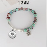 Ceramics bead alloy elasticity Bracelet fit  12MM Snaps button  wholesale