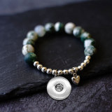 Natural stone bead alloy elasticity Bracelet fit  20MM Snaps button  wholesale