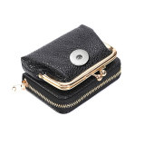 Litchi patterned cute change bag card clip short wallet metal clip clip clip bag fit 20MM Snaps button jewelry wholesale