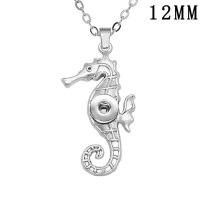 Hippocampus japonicus  Metal Pendant 60CM Necklace fit 12MM Snaps button jewelry wholesale