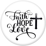 20MM love faith Print glass snaps buttons  DIY jewelry