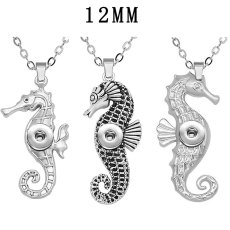 Hippocampus japonicus  Metal Pendant 60CM Necklace fit 12MM Snaps button jewelry wholesale