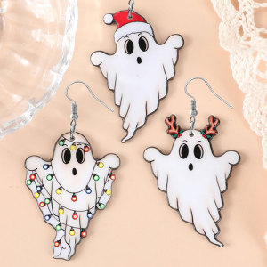 Double faced acrylic Christmas Ghost earrings