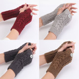 Short Fried Dough Twists gloves Autumn and winter men's and women's knitting wool warm finger gloves for 20MM Snaps button jewelry wholesale