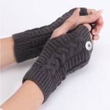 Short Fried Dough Twists gloves Autumn and winter men's and women's knitting wool warm finger gloves for 20MM Snaps button jewelry wholesale