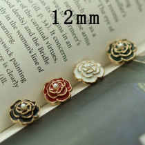 12MM Metal Pearl Mountain Camellia snap button charms