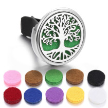 Stainless steel hollow car bracket Car mounted aromatherapy air outlet clip Life tree Car aromatherapy clip perfume dispenser with 10 cotton pieces