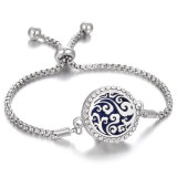 Diamond inlaid stainless steel hollowed out aromatherapy essential oil adjustable bracelet