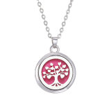 Life Tree Alloy Aromatherapy Pendant Couples Can Open Round Hollow perfume Box Necklace