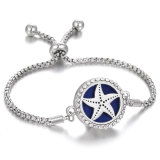 Diamond inlaid stainless steel hollowed out aromatherapy essential oil adjustable bracelet