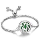 Diamond inlaid stainless steel hollowed out aromatherapy essential oil adjustable bracelet