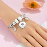 Stainless Steel Valentine's Day Love Beaded Bracelet with Adjustable Opening fit 20MM  Snaps button jewelry wholesale