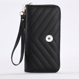 Lingge Long Wallet Wallet Wallet Large Capacity Handbag Zipper Mobile Case fit 20MM Snaps button jewelry wholesale