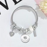 Stainless Steel Valentine's Day Love Beaded Bracelet with Adjustable Opening fit 20MM  Snaps button jewelry wholesale