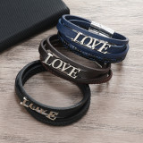 21CM Valentine's Day Love Magnet Buckle Knitted Couple Leather Bracelet