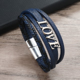 21CM Valentine's Day Love Magnet Buckle Knitted Couple Leather Bracelet