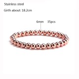 Stainless steel rose gold Real gold plating elastic bracelet with steel beads