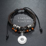 Simple multi-layer beaded leather bracelet trendy couple leather rope woven bracelet fit 20mm snaps  jewelry