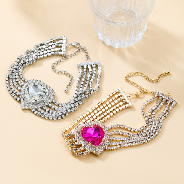 Valentine's Day Copper Necklace Love Glass Diamond Banquet Accessories