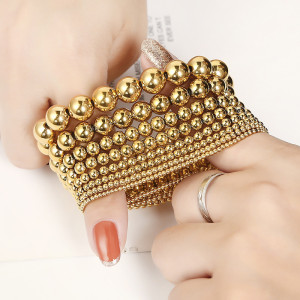 Stainless steel Real gold plating  ball elastic bracelet