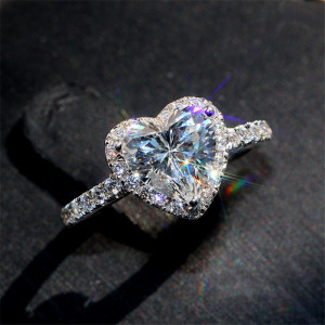 Valentine's Day Love Zircon Ring Valentine's Day Gift Couple Heart shaped Ring