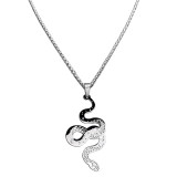Stainless Steel Star Moon Snake Pendant Necklace