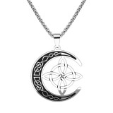 Stainless Steel Celtic Trinity Irish Moon Pendant Necklace