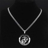 Stainless Steel US Marine Corps Medal Pendant Necklace