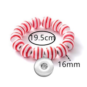 Christmas snowflakes Wood Bead Elastic Bracelet fit  20MM Snaps button  wholesale