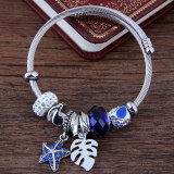 Stainless steel bracelet DIY beaded starfish pentagram pendant leaf opening bracelet