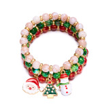 Christmas Tree Santa Claus Snowman Beaded Combination Bracelet